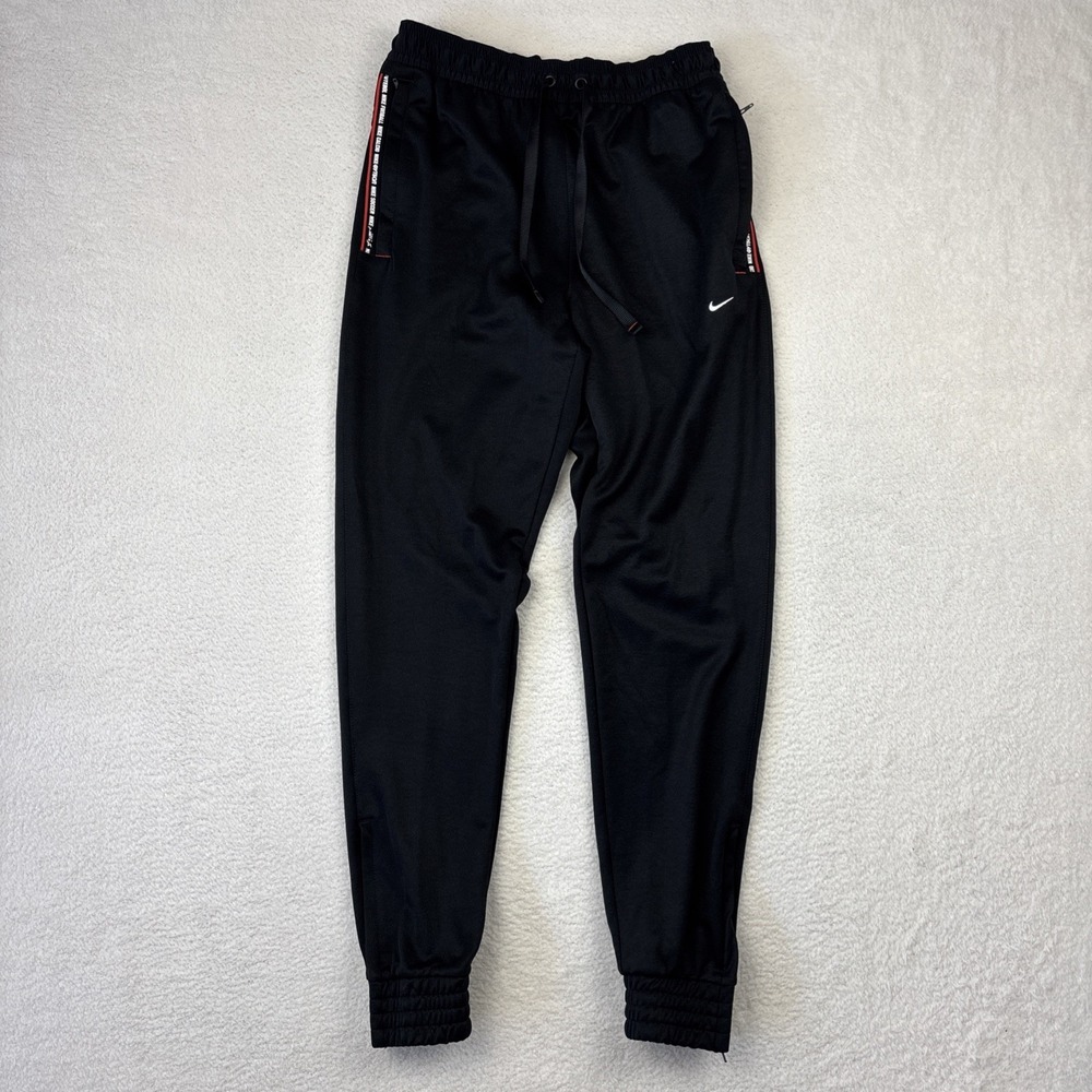NIKE F.C. Mens Football Pants Small Black Soccer Sweatpants Zip Ankle Joggers